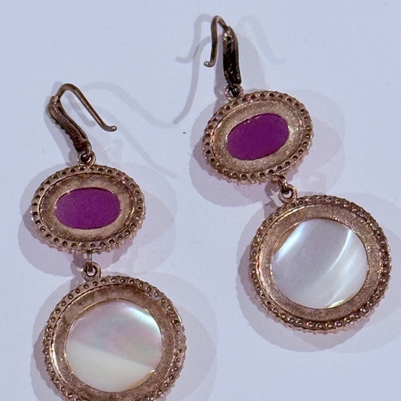 Elegant Pink and White Drop Earrings - Picture 4 of 4